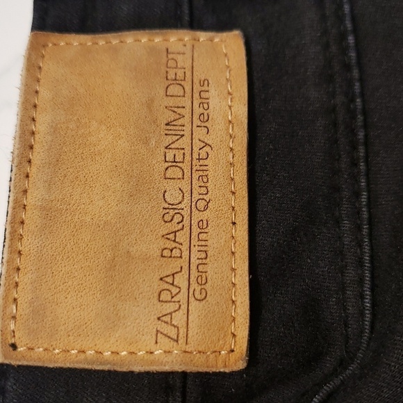 ZARA Denim Pants Women's 42 Skinny Stretch Black - Picture 3 of 14